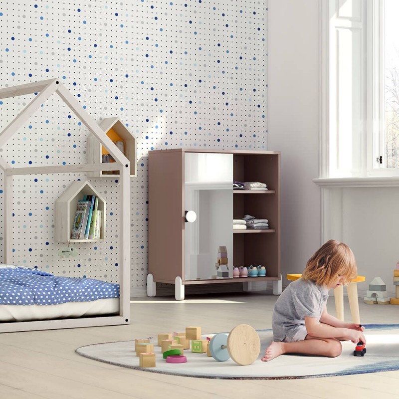 Armario de día puerta espejo para niños Arco Iris - Bebeydecoracion