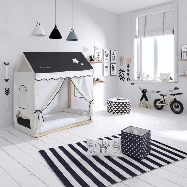 cama casita con vestidura claire de micuna