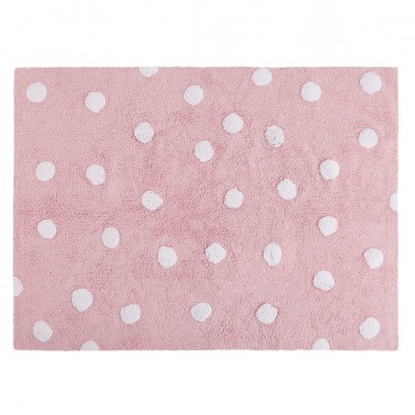 alfombra infantil lavable topos rosa lorena canals