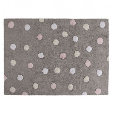 alfombra infantil lavable topos tricolor rosa lorena canals
