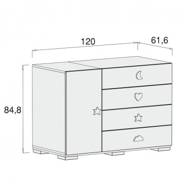 Comoda cajones grandes y puerta Bubble