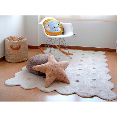 ▷ Alfombra infantil lavable azul estrellas blancas de Lorena Canals