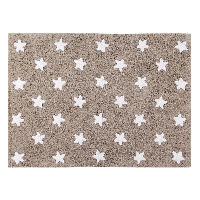 ▷ Alfombra infantil lavable Lino Estrellas blancas Lorena Canals