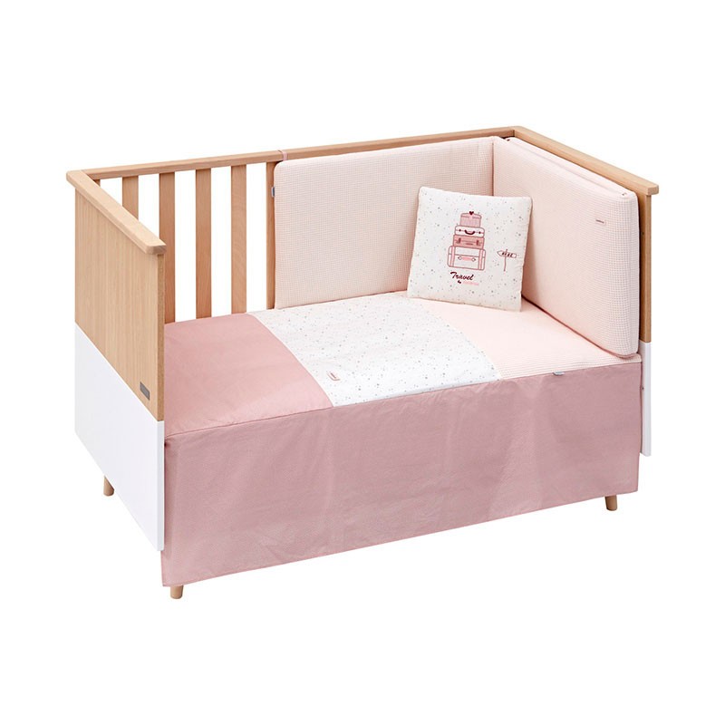 Colcha y protector cuna Sky Rosa
