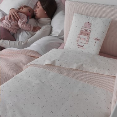 Colcha y protector cuna Sky Rosa