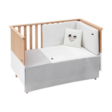 Colcha y protector cuna Sky Gris
