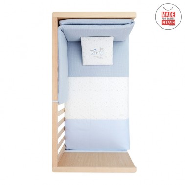 Funda nordica y protector cuna Sky Celeste
