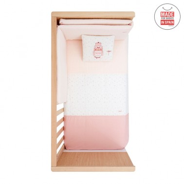 Funda nordica y protector cuna Sky Rosa
