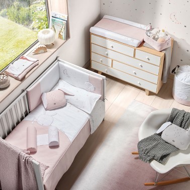 Colcha y protector de cuna Sleepy Rosa