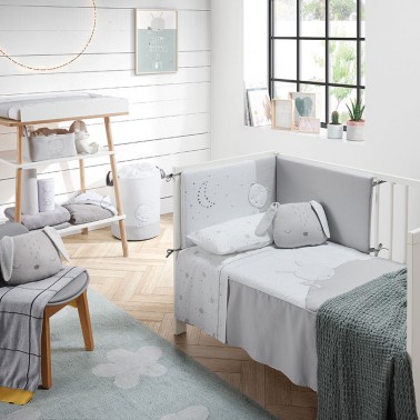 Colcha y protector de cuna Sleepy Gris