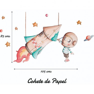 Vinilo infantil Cohete de papel