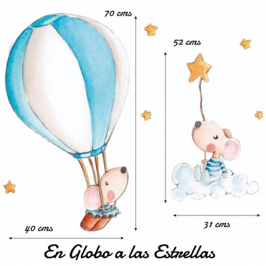 Vinilo infantil En globo a las estrellas