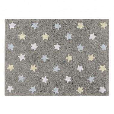 alfombra lavable estrellas tricolor azul de lorena canals