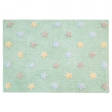 alfombra lavable estrellas tricolor soft mint de lorena canals