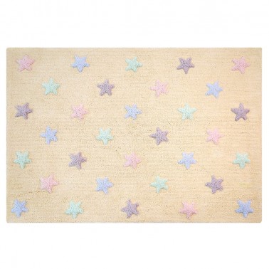 alfombra lavable estrellas tricolor vainilla de lorena canals