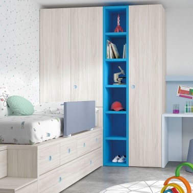 Dormitorio juvenil con armario estanteria arcon Cloak