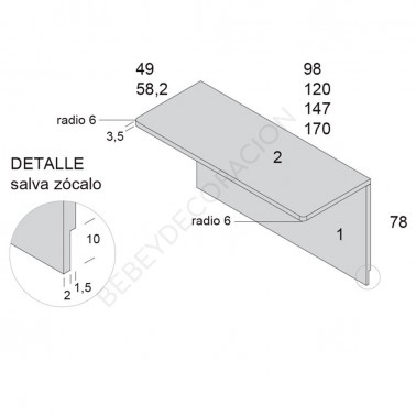 Mesa escritorio canto curvo con trasera