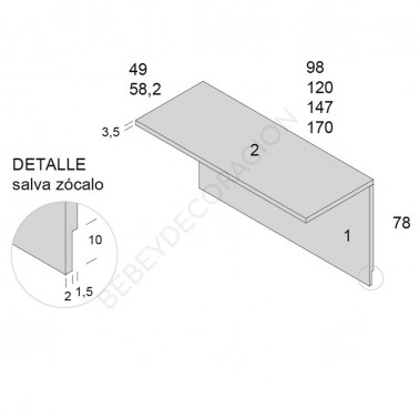 Mesa escritorio canto recto con trasera