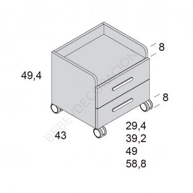 Mesita Trak dos cajones con ruedas
