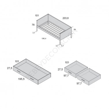 Cama con angulos de madera y respaldo