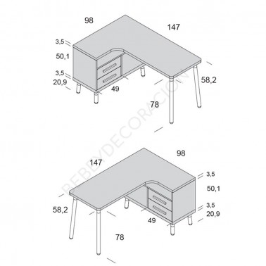 Mesa escritorio L con cajones