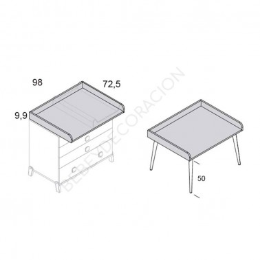 Cambiador grande para comoda