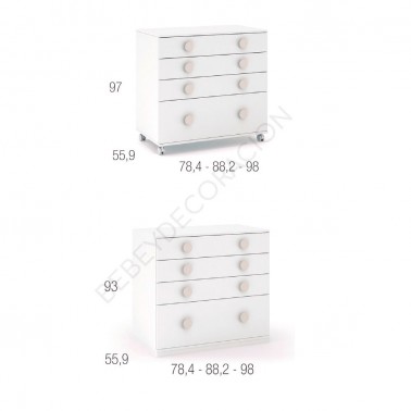 Comoda cuatro cajones Soft Ros Mini