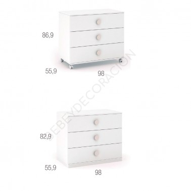 Comoda Soft 3 cajones Ros Mini