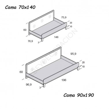 Cama con trasera espejo Arco Iris