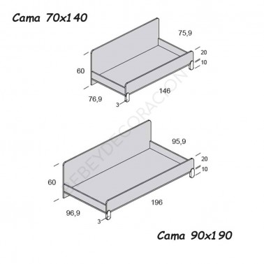 Cama con trasera Arco Iris