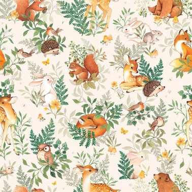 Papel pintado Forest Amigos del bosque Beige