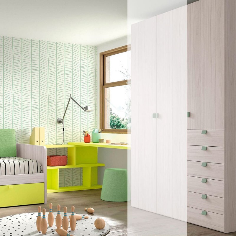 ▷ Armario de una puerta y seis cajones Muebles Ros - Bebeydecoracion