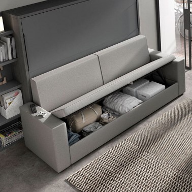 Cama abatible horizontal con sofa canape