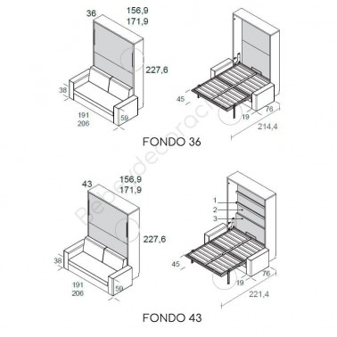 Cama abatible vertical con sofa canape