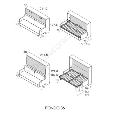 Cama abatible horizontal con sofa nordico