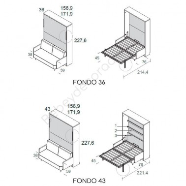 Cama abatible vertical con sofa nordico