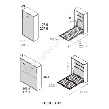 Cama abatible vertical sin altillo