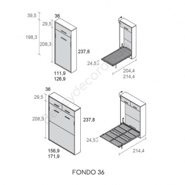 Cama abatible vertical con altillo