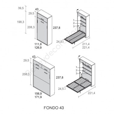 Cama abatible vertical con altillo