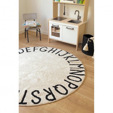 Alfombra lavable Round ABC Natural-Black