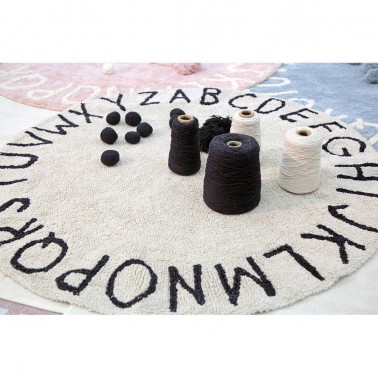 Alfombra lavable Round ABC Natural-Black