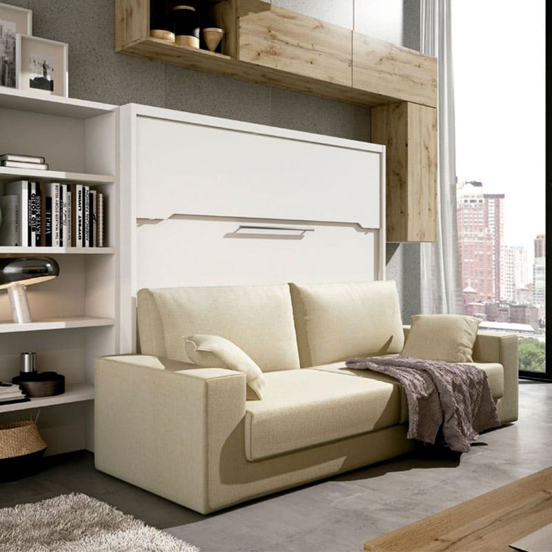 ▷ Mueble cama abatible con sofá y estantería