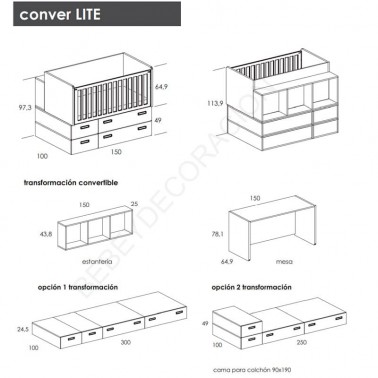 Cuna convertible Lite de Tegar, Mobel 6000