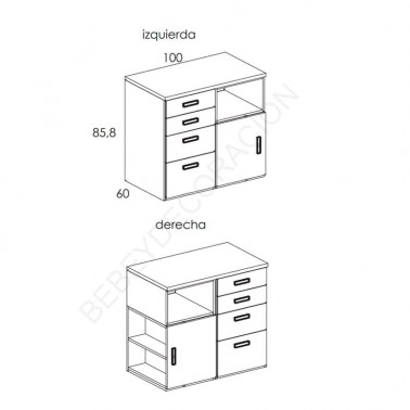 Comoda con cajones y estante terminal