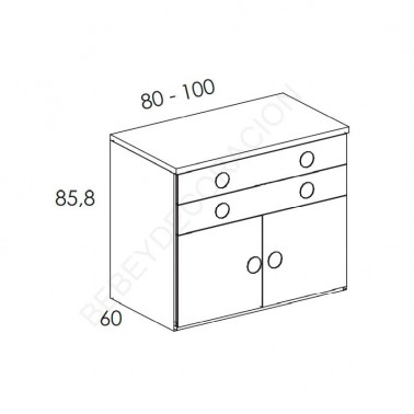 Comoda dos cajones dos puertas