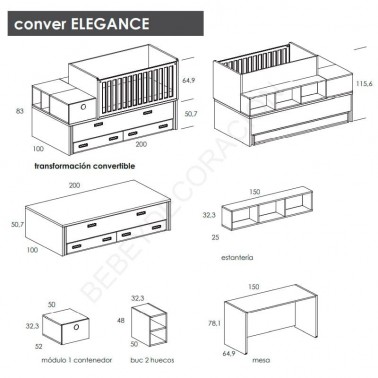 Cuna convertible Elegance