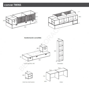 Cuna convertible Twins