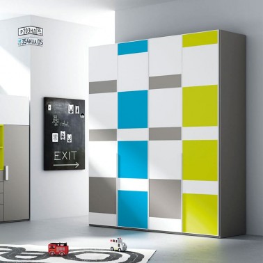 Armario cuatro puertas plegables multicolor