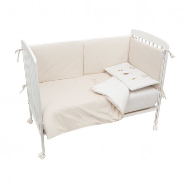 Pack funda nordica y protector cuna 60 Lunas Beige