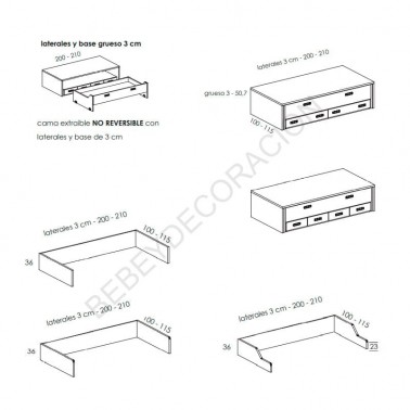 Cama compacta con base madera